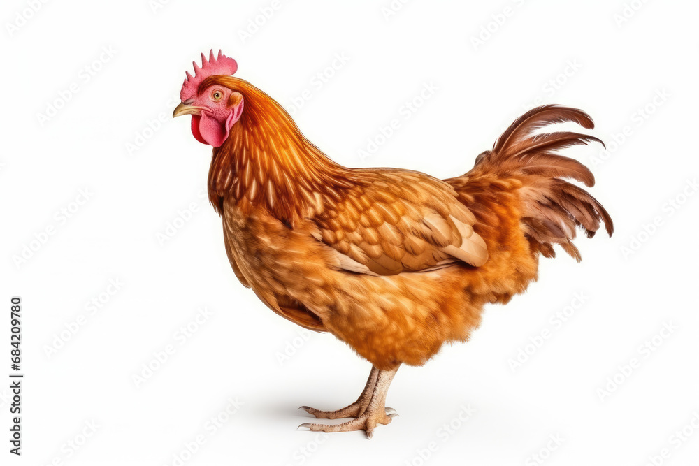 Young brown hen isolated on white background. Young brown hen isolated on white background.
