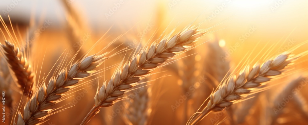 Sunset Symphony: Captivating View of Golden Wheat Field Generative AI Sunset Symphony: Captivating View of Golden Wheat Field Generative AI