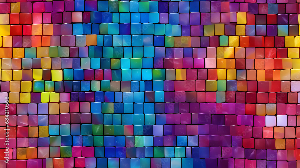 Seamless vibrant glass mosaic tiles texture in rainbow colors Seamless vibrant glass mosaic tiles texture in rainbow colors