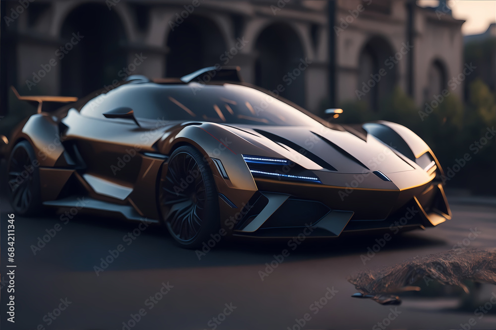 Futuristic concept car on dark background Created With Generative Ai