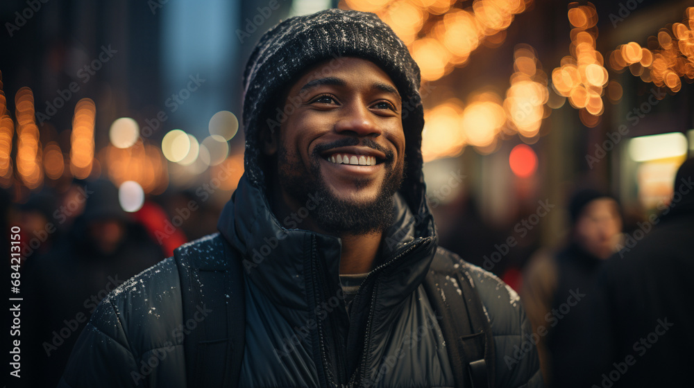 Happy bearded black man. Happy bearded black man.
