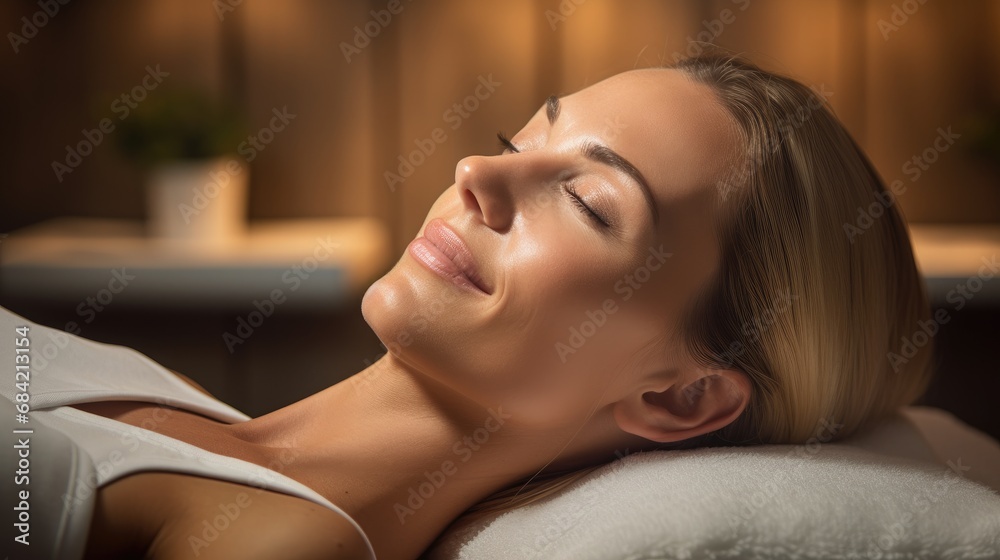 Beautiful relaxed and calm woman smiling Beautiful relaxed and calm woman smiling