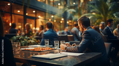 Business people meeting at table. Blurred view