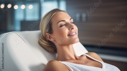 Beautiful relaxed and calm woman smiling