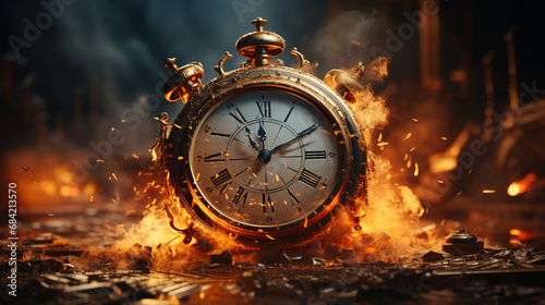 Burning clock. Time. Management