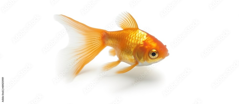 Goldfish swimming on black background