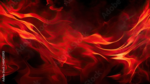 Professional Photo of a Fire Creating Some Waves in the Middle of a Black Room. Macro of a Fiery Dark Room.