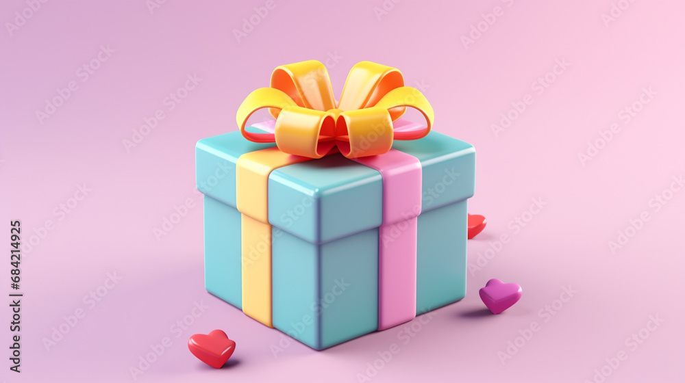 3d giftbox on pastel background. Generative AI 3d giftbox on pastel background. Generative AI