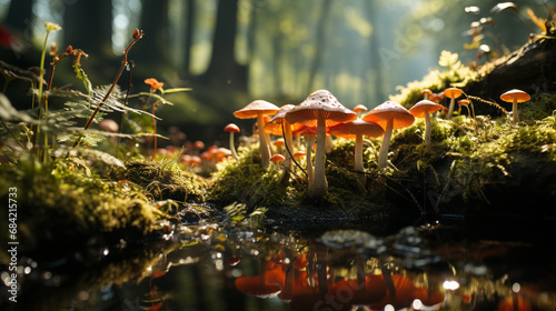Mushrooms in forest.
