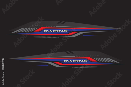 Wrap Design For Car vectors. Sports stripes, car stickers black color. Racing decals for tuning photo