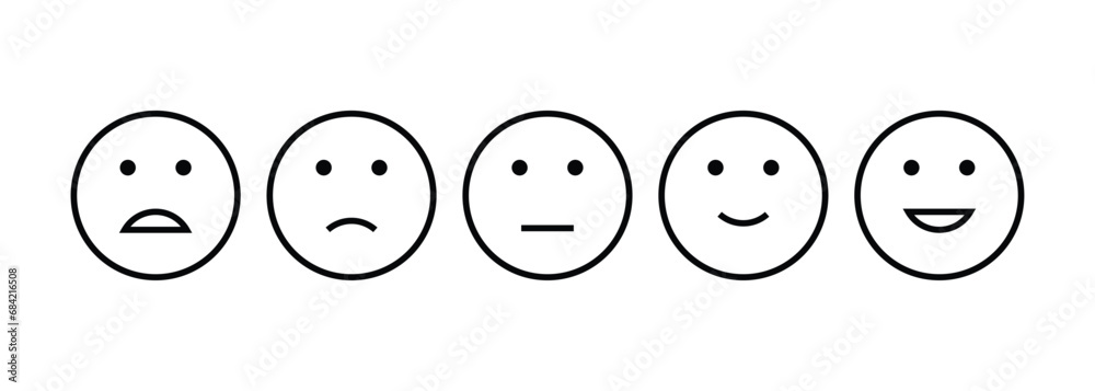 Face emoticons, emoji line art vector icons set for apps and websites, Customer review, satisfaction, feedback, mood tracker editable stroke. Smile sad cry funny logo character stickers expressions Face emoticons, emoji line art vector icons set for apps and websites, Customer review, satisfaction, feedback, mood tracker editable stroke. Smile sad cry funny logo character stickers expressions