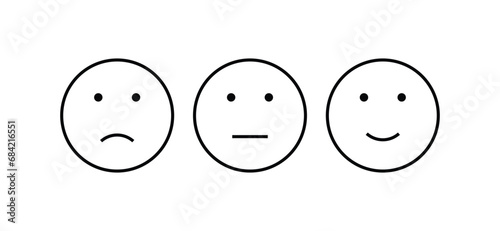 Face emoticons jpg emoji line art vector icons set for apps and websites, Customer review, satisfaction, feedback, mood tracker. Smile sad cry funny logo character stickers expressions 