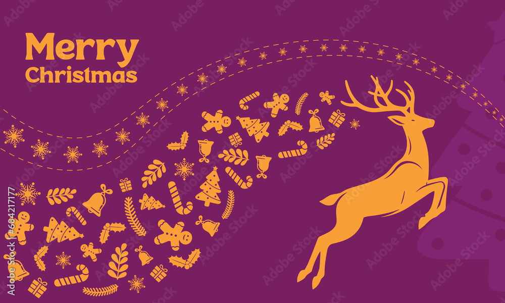 Merry christmas card with deer Merry christmas card with deer