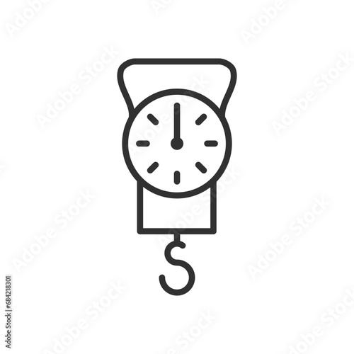 Scales with hook, linear icon. Line with editable stroke