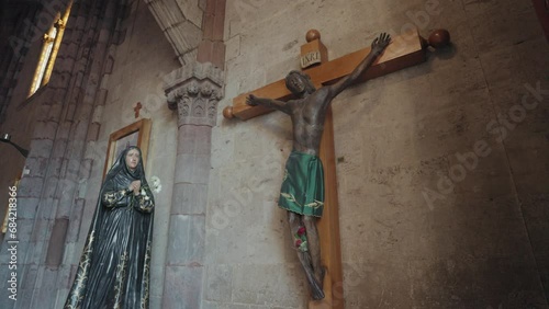 Sculpture of Jesus on The Cross with INRI Iesus Nazarenus Rex Iudaeorum  photo