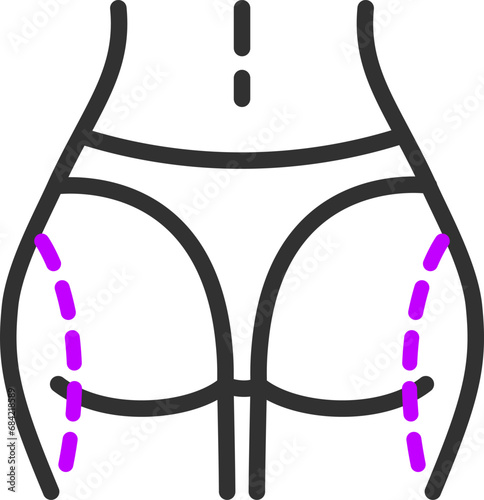 Hip reduction, linear icon. Line with editable stroke