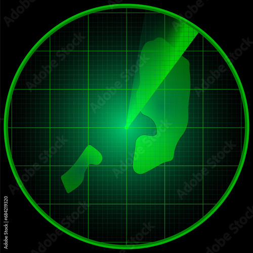 Illustration of radar screen with the silhouette of Palestine and Gaza Strip