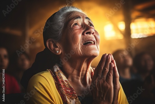 woman prays for peace. Grandmother prays for an end to the war.