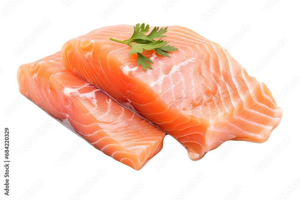 Fresh Salmon Fillets on isolated transparant background