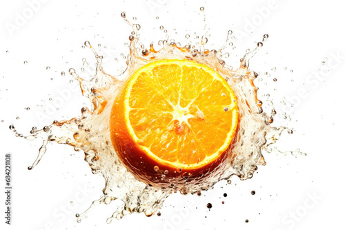 Splash effect of Orange, high speed photography, on plain white background , Generative ai