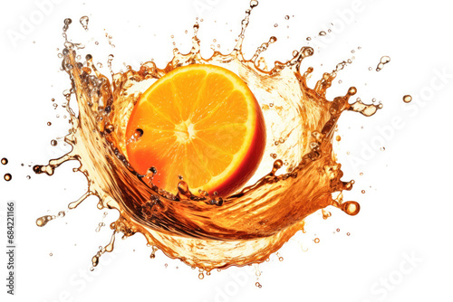 Splash effect of Orange, high speed photography, on plain white background , Generative ai