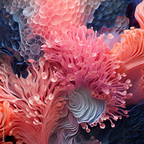 an abstract symphony of techno-infused coral formations