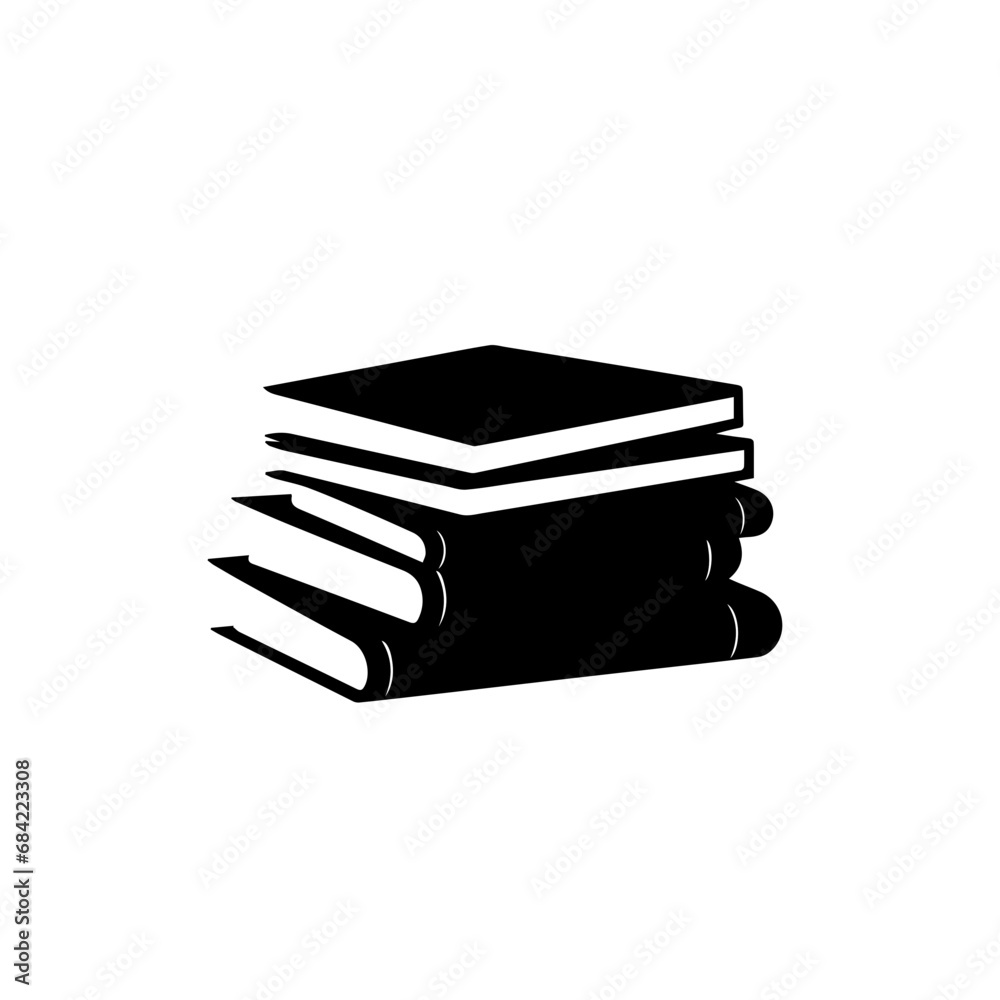 Black book stack silhouette vector