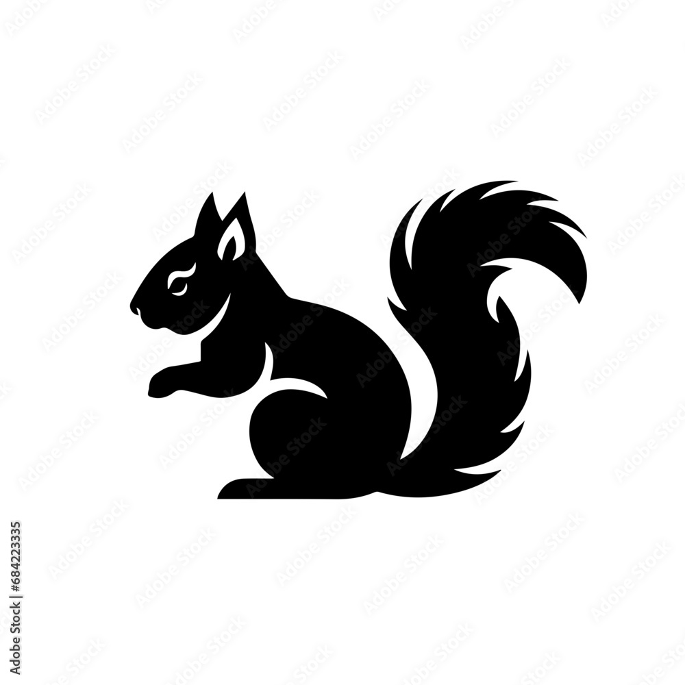 Black squirrel silhouette vector