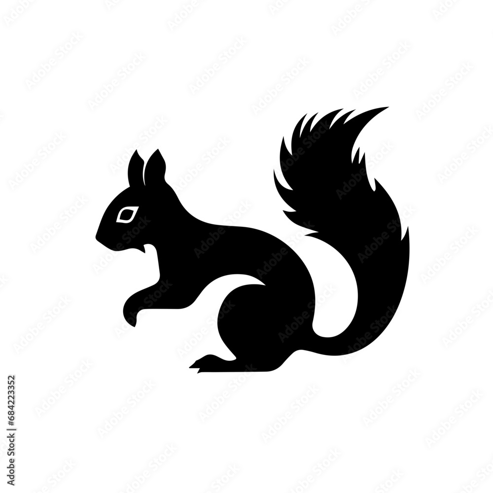 Obraz premium Black squirrel silhouette vector