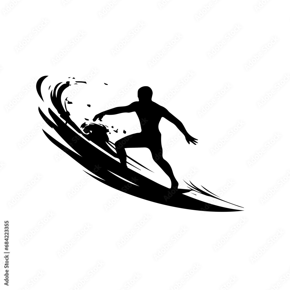 Black surfer silhouette vector