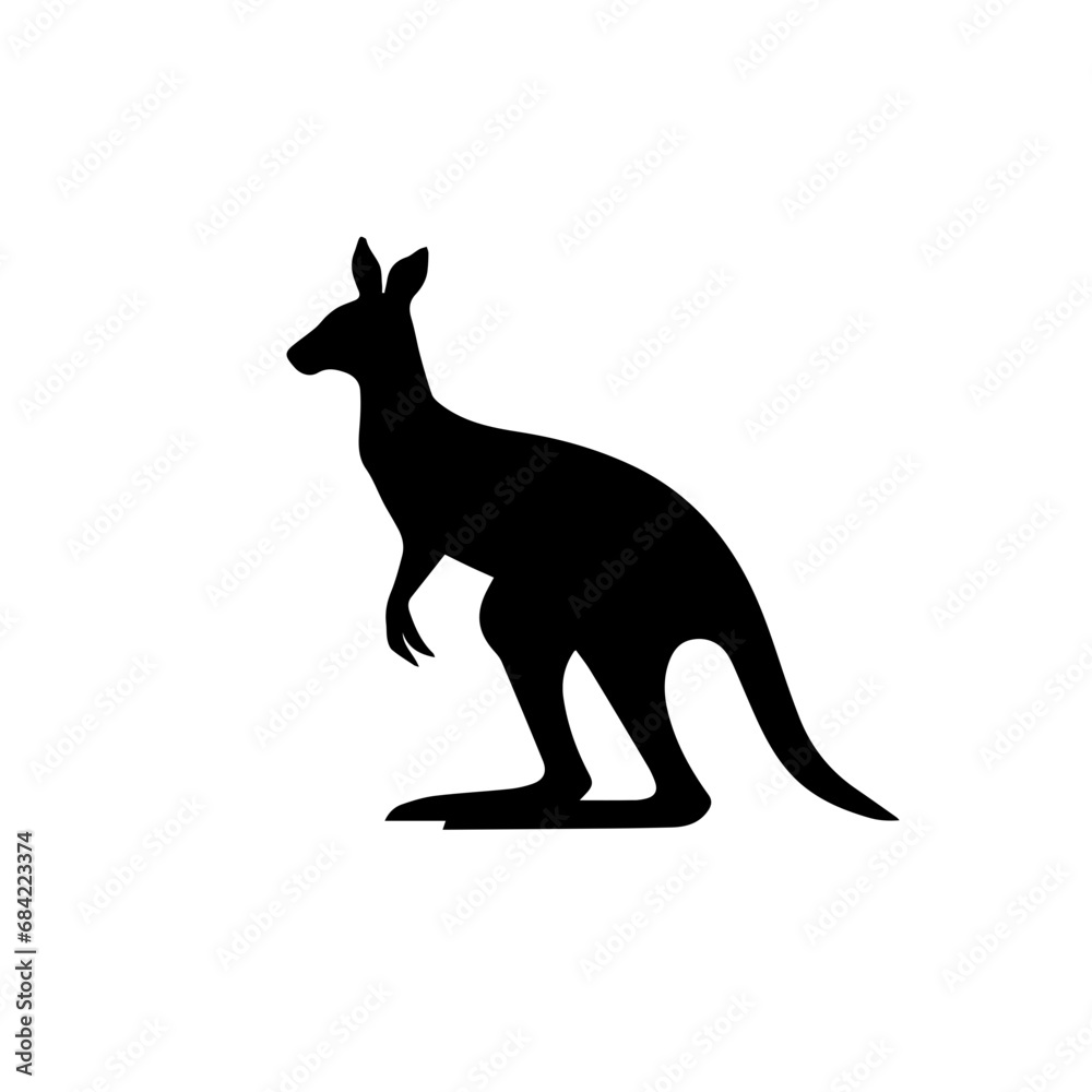 Black kangaroo silhouette vector