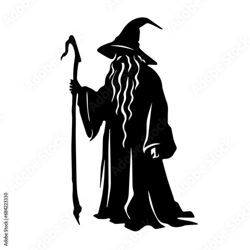 Black magician silhouette vector