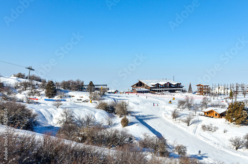 scenic view of Amirsoy mountain ski resort (Tashkent region, Uzbekistan)