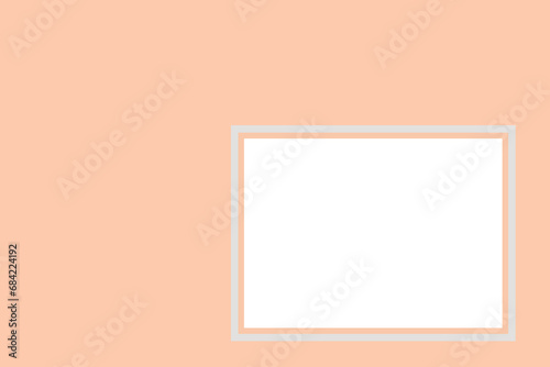 Abstract minimalism paper background of of apricot crush color - the fashionable color of 2024 year with empty picture frame,copy space