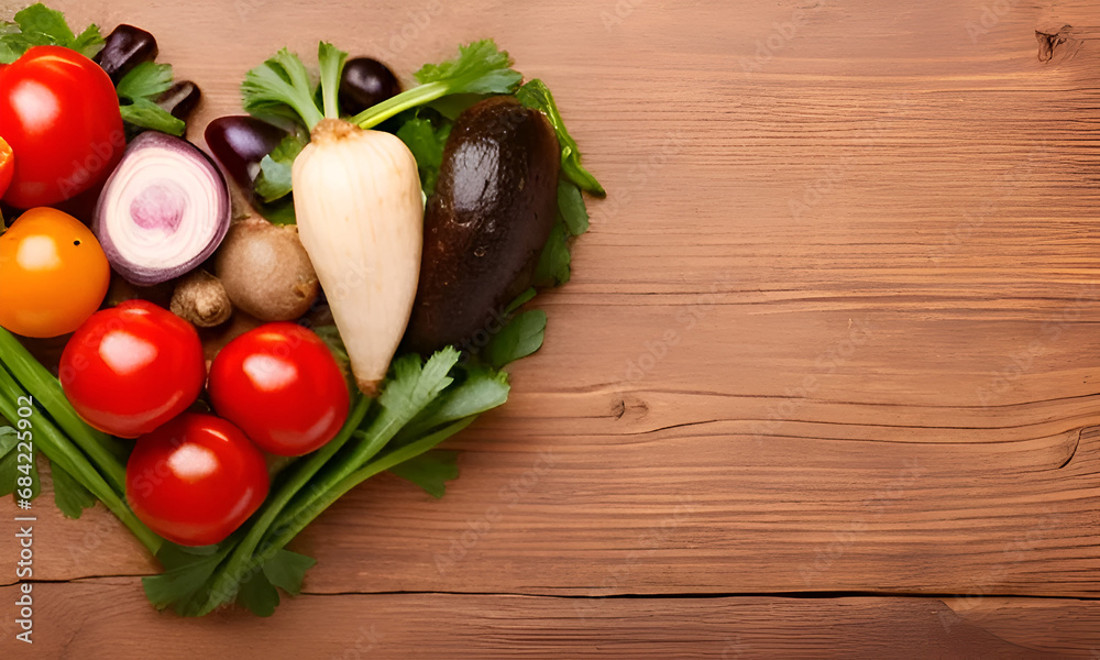vegetables on wooden table