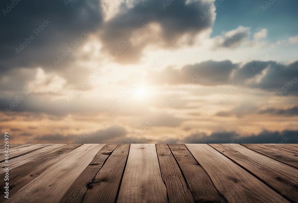 wooden table and sky