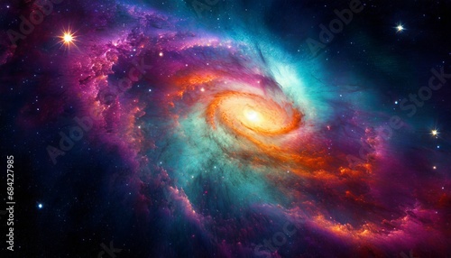 Distant galaxy with swirling nebulas