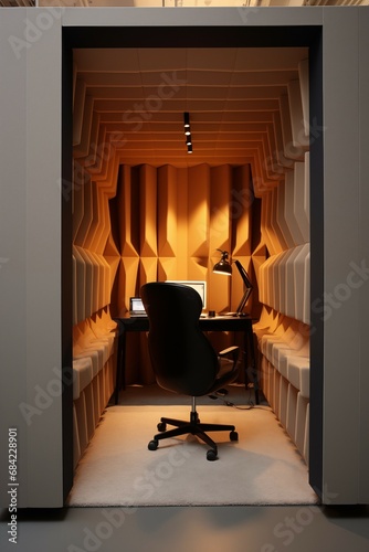 Sound booth in modern office, recording studio.