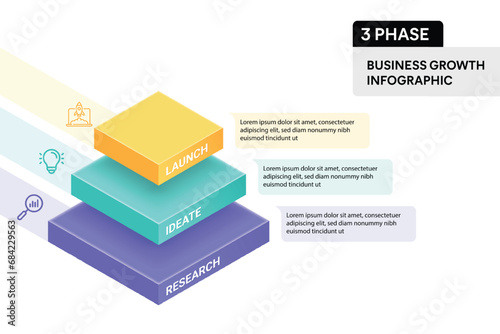 3 Step Pyramid Infographic. Business Process Concept. 3D Design Vector illustration.