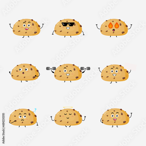 Cute cookie character vector illustration