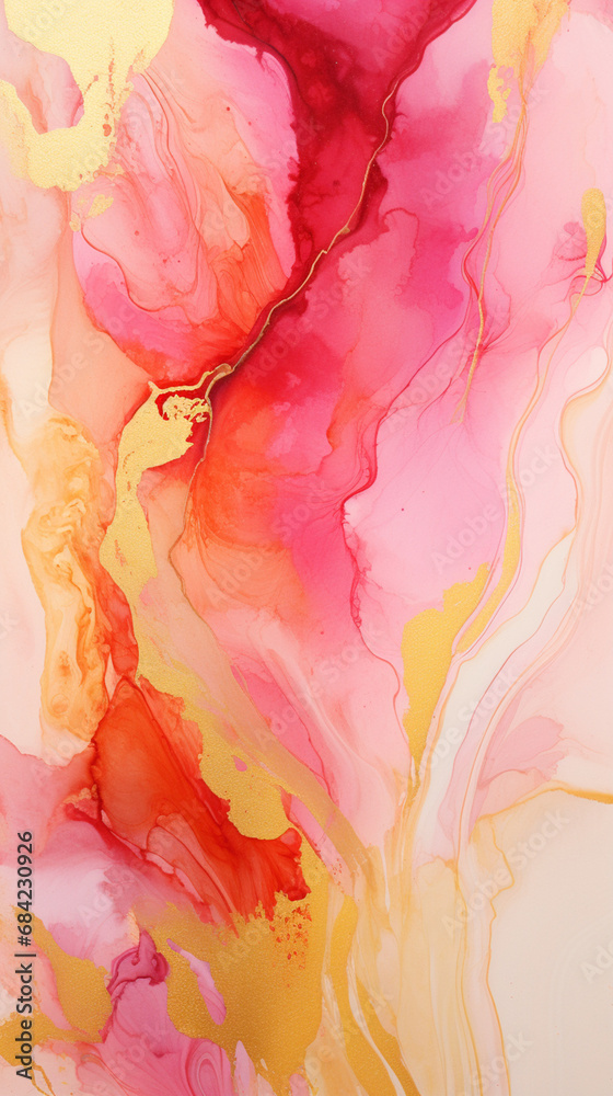 Fototapeta premium Alcohol Ink beautiful mixed Watercolor Splashes with gold veinging Watercolor Texture created with Generative Ai