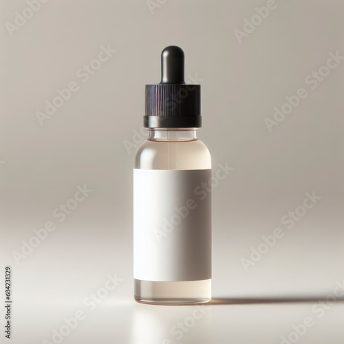 mockup bottle of vape liquid with empty label, copy space. 3d render. ai generative