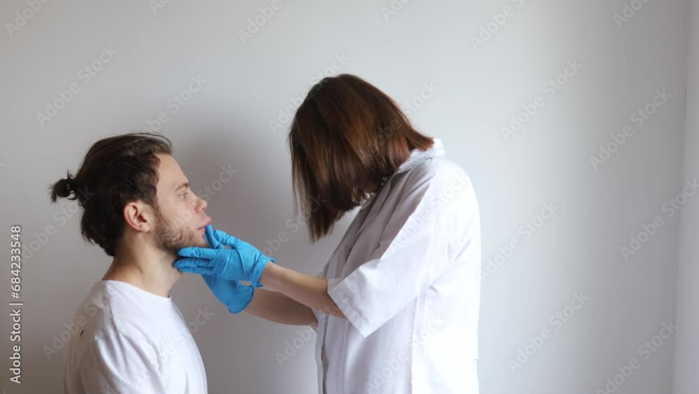 man with the disease urticaria, angioedema, an allergic reaction at an