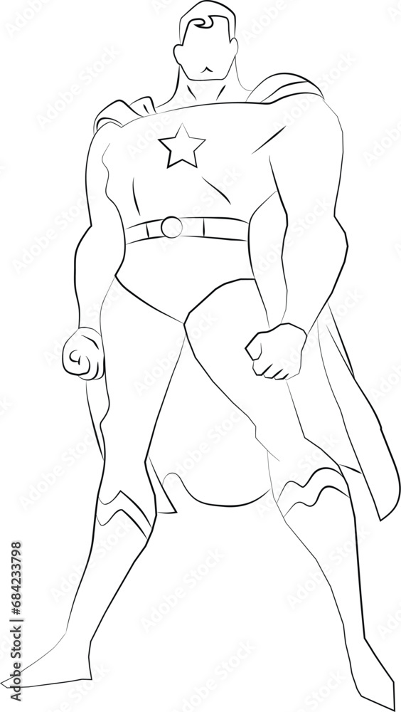 Hand-drawn style superhero illustration. Can be used for coloring. Hand-drawn style superhero illustration. Can be used for coloring.
