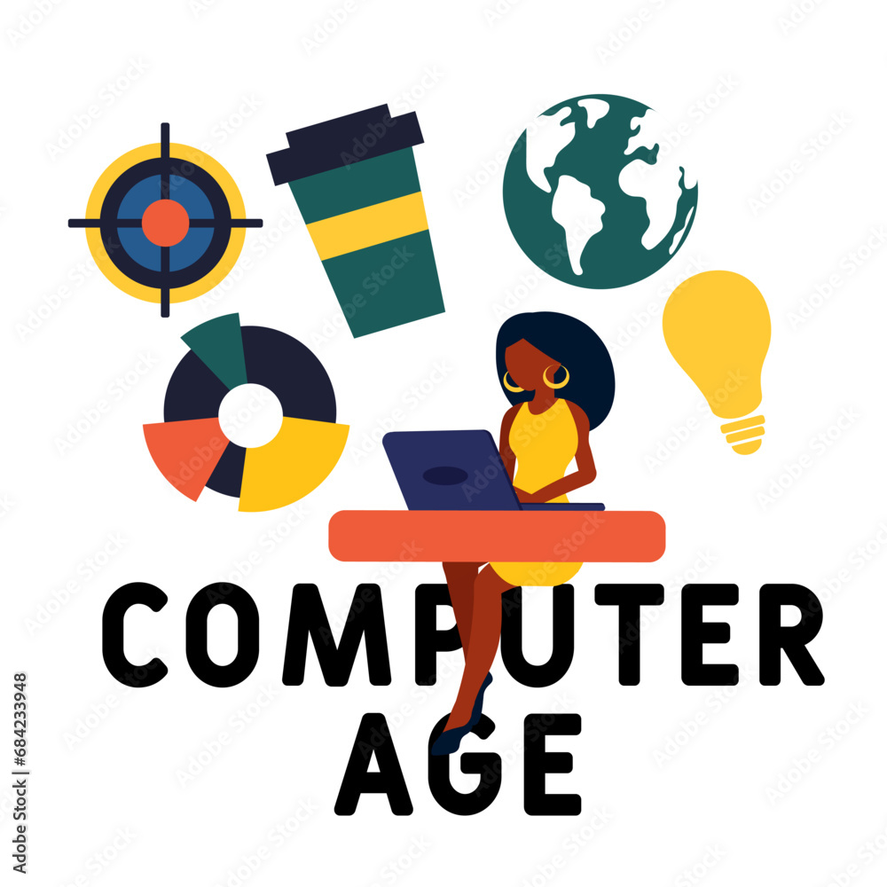 Computer Age payment concept vector illustration with keyword, people ...
