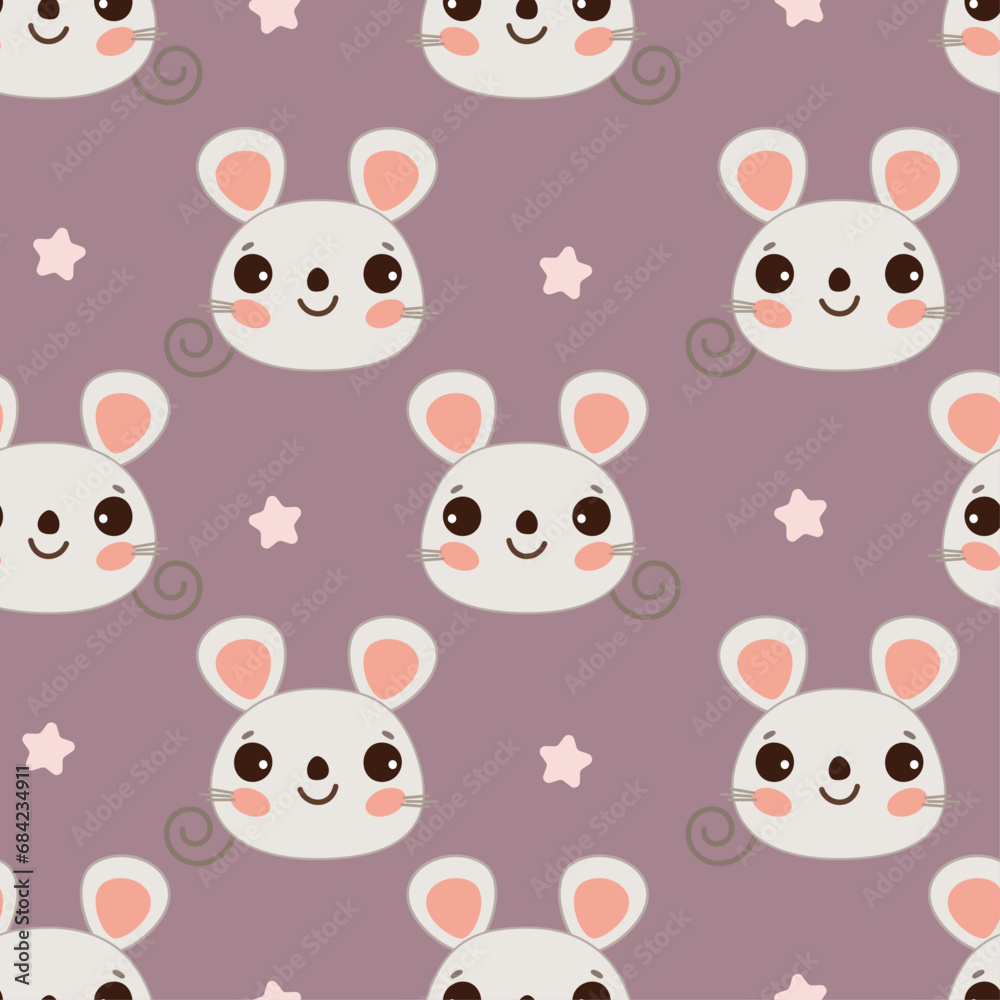 vector seamless pattern with cute mouse