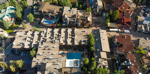 Buildings in Vail, Colorado. Aerial view on a sunny summer morning photo
