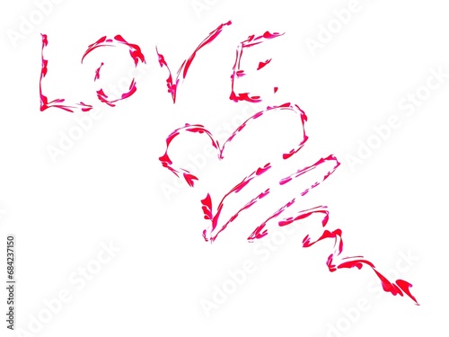 Red heart on white and writing Love