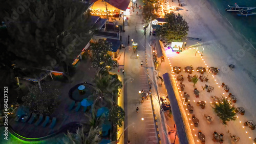Tableau sur toile Night aerial view of Gili Trawangan, Lombok