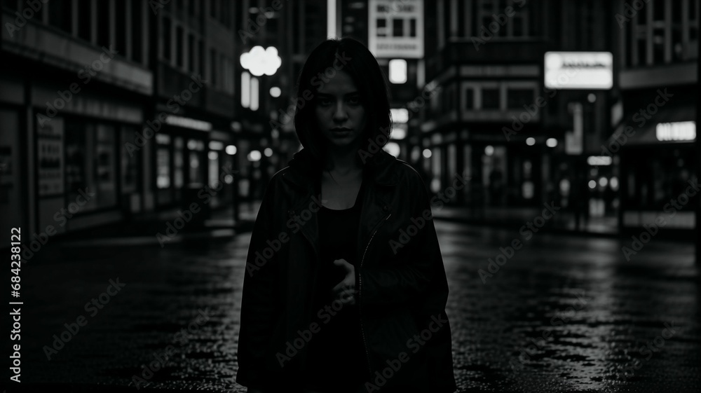 Fototapeta premium woman walking in the night
